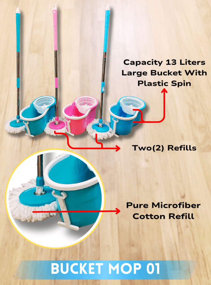 Bucket Mop ( plastic spin )