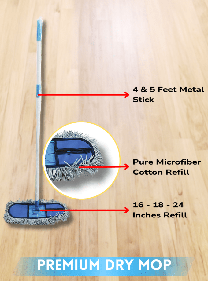 Premium Dry Mop ( metal stick )